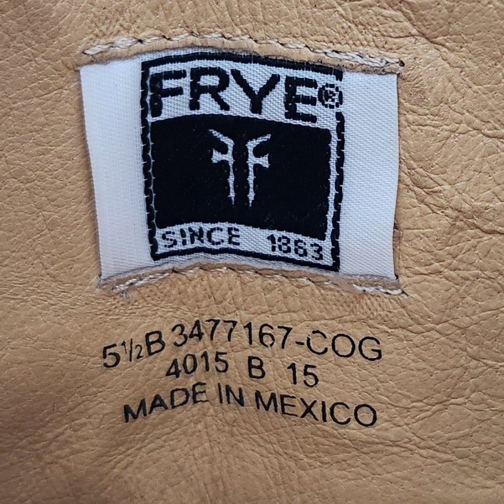 Frye "Melissa Button" Tall Riding Boots Cognac Brown Leather | Women's Size 5.5B - Picture 12 of 15